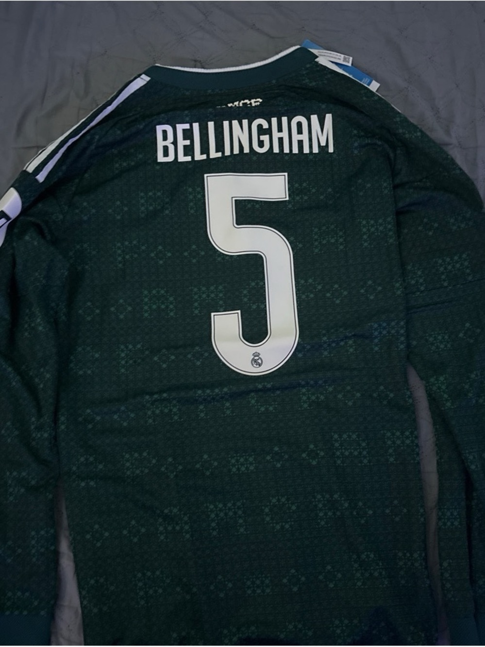 adidas Dark Green Bellingham #5 Long-Sleeve Football Shirt